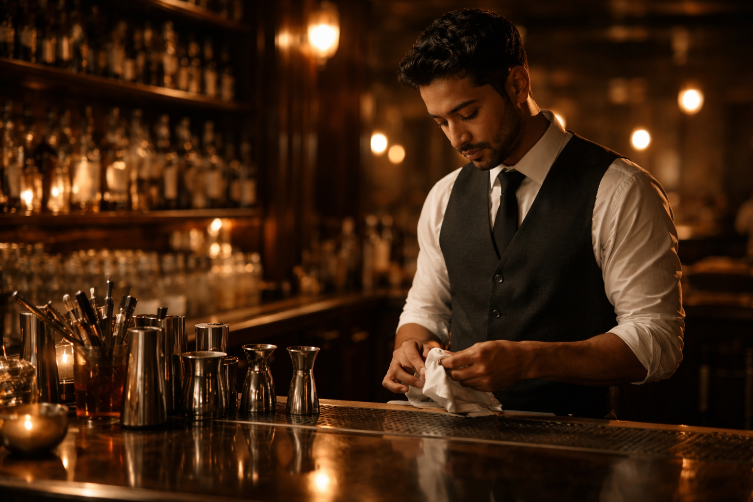 Cocktail bar atmosphere and hospitality moment